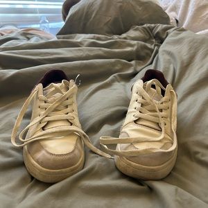Maroon and white H&M tennis shoes